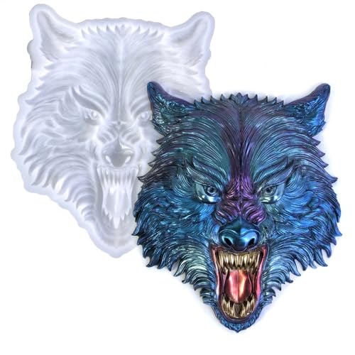 Tone Fun Wolfskopf-Form, Epoxidharz-Guss-Set zum Aufhängen an der Wand, Fenster, Tür, Dekoration, Heimbüro, Partyzubehör (16,5 x 14,2 x 2,2 cm) von Tone Fun