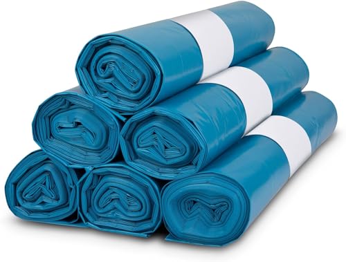 TONECO Profi Müllsäcke 60 Stück Abfallsäcke Extra Stark 70 cm x 110 cm - 6 ROLLEN (60 extra starke Beutel) - Blaue Müllbeutel - 120L - super stabil - 100% recycelte Folie - (6) von Toneco