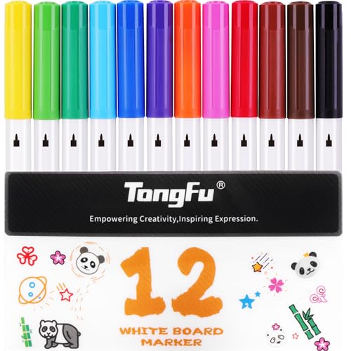 TongFu Kids Whiteboard Marker, 12 Farben Whiteboard Stift für Kinder, Fine Tip Folienstift Abwischbar und Dry Wipe Markers für Kinder, Mini Abwischbare Stifte für Kinder, Zeichnung, Künstler von TongFu