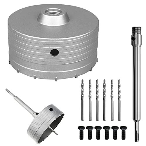 Bohrkrone Steckdose Ø130 mm Mit 220mm SDS Bohrer Rundem Griff, Vollhartmetallzähne Hammerschlagfest Dosensenker Dosenbohrer Lochbohrer Steckdosenbohrer für Mauerwerk Kalksandstein Ziegel von Tongboke