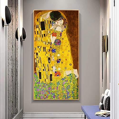 Berühmte Kunst Gustav Klimt der Kuss Ölgemälde Leinwand Gemälde Poster und Drucke Wandkunst für Wohnzimmer Wohnkultur 150 x 50 cm Innenrahmen Berühmte Kunst Gustav Klimt der Kuss Ölgemälde Leinwand Gemälde Poster und Drucke Wandkunst für Wohnzimmer Wohnkultur 150 x 50 cm Innenrahmen von Tongda Decor