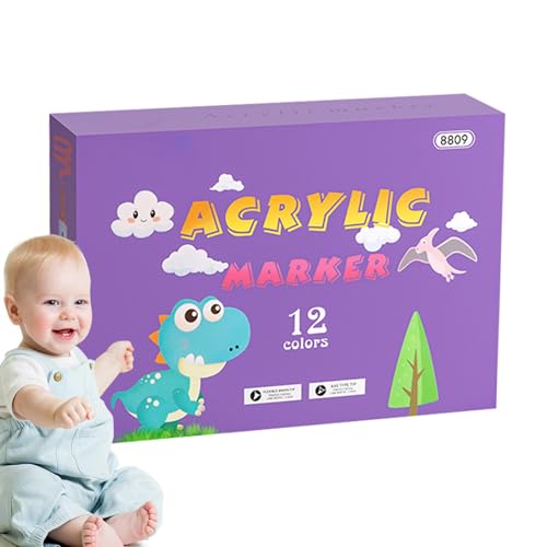 Tongfer Acryl-Marker für Kinder – Farbstift für Acryl, permanente Farbmarke, Wassermarker, weiche Spitze, schnell trocknend, Graffiti-Marker für Leinwand und Glas von Tongfer