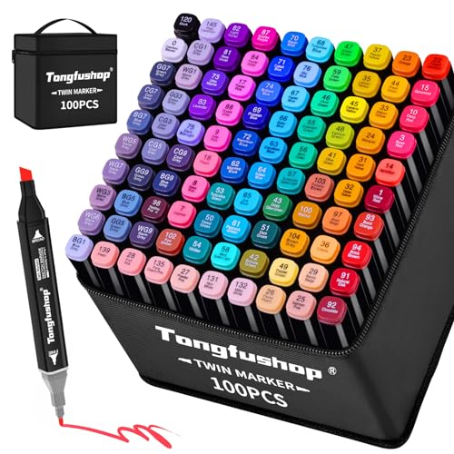 Tongfushop 100 Farben Alkohol Marker, 2S Schnell Trocknende Doppelspitze Marker Stifte, Meißel & Feine Alkoholmarker Filzstifte mit Anti-Seepage Abstandshaltern für Malerei Design Manga Skizzieren Tongfushop 100 Farben Alkohol Marker, 2S Schnell Trocknende Doppelspitze Marker Stifte, Meißel & Feine Alkoholmarker Filzstifte mit Anti-Seepage Abstandshaltern für Malerei Design Manga Skizzieren von Tongfushop