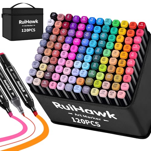 Tongfushop 120 Alkohol Marker Set, 2 Sekunden Schnell Trocknende Filzstifte, Filzstifte Dicke und Dünne Alkohol Stifte mit Anti-Seepage Abstandshaltern für Malerei, Zeichnung, Design, Rendering Tongfushop 120 Alkohol Marker Set, 2 Sekunden Schnell Trocknende Filzstifte, Filzstifte Dicke und Dünne Alkohol Stifte mit Anti-Seepage Abstandshaltern für Malerei, Zeichnung, Design, Rendering von Tongfushop