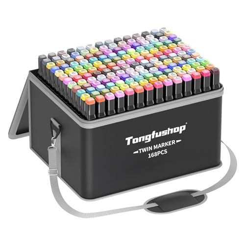 Tongfushop 168 Farben Alkohol Stifte Set, 2S Schnell Trocknende Doppelspitze Alkohol Marker, Meißel & Feine Alkoholmarker Filzstifte mit Anti-Seepage Abstandshaltern für Malerei Design Manga Tongfushop 168 Farben Alkohol Stifte Set, 2S Schnell Trocknende Doppelspitze Alkohol Marker, Meißel & Feine Alkoholmarker Filzstifte mit Anti-Seepage Abstandshaltern für Malerei Design Manga von Tongfushop