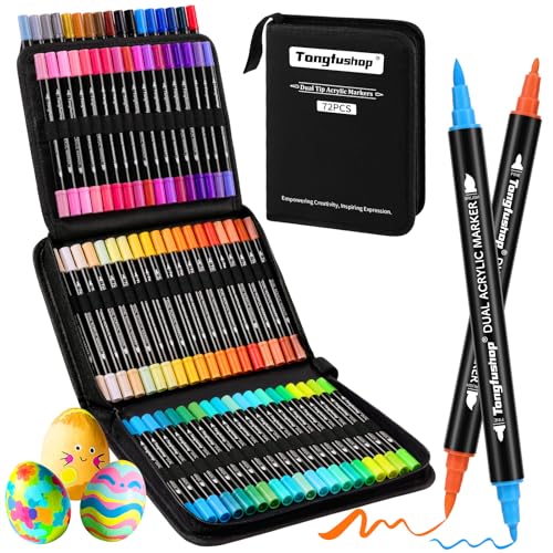 Tongfushop 72 Farben Acrylstifte Set, Doppelspitze Acrylstifte für Steine Wasserfest, Schnelltrocknende Steine Bemalen Acrylic Marker für Glas, Holz, Keramik, Leinwand, Basteln Ostern, Weihnachten. Tongfushop 72 Farben Acrylstifte Set, Doppelspitze Acrylstifte für Steine Wasserfest, Schnelltrocknende Steine Bemalen Acrylic Marker für Glas, Holz, Keramik, Leinwand, Basteln Ostern, Weihnachten. von Tongfushop