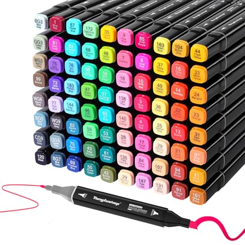 Tongfushop 80 Alkohol Marker Set, 2 Sekunde Schnell Trocknende Alkohol Stifte, Doppelseitige Marker Stifte Filzstifte mit für Färbung, Malerei, Zeichnung, Design, Manga Tongfushop 80 Alkohol Marker Set, 2 Sekunde Schnell Trocknende Alkohol Stifte, Doppelseitige Marker Stifte Filzstifte mit für Färbung, Malerei, Zeichnung, Design, Manga von Tongfushop