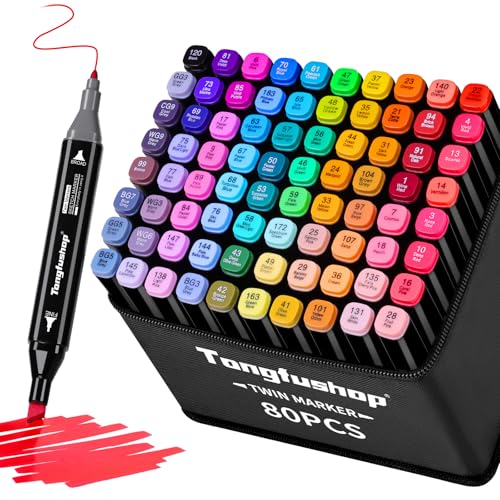Tongfushop 80 Farben Marker auf Wasserbasis, Leuchtend Farbige und Leicht zu Reinigende Dual Tip Stifte, Hoher Farbechtheit, Sicher und Schnell Trocknend, Marker Stifte zum Ausmalen, Malen Tongfushop 80 Farben Marker auf Wasserbasis, Leuchtend Farbige und Leicht zu Reinigende Dual Tip Stifte, Hoher Farbechtheit, Sicher und Schnell Trocknend, Marker Stifte zum Ausmalen, Malen von Tongfushop