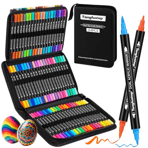Tongfushop 84 Farben Acrylstifte Set, Doppelspitze Acrylstifte für Steine Wasserfest, Schnelltrocknende Steine Bemalen Acrylic Marker für Glas, Holz, Keramik, Leinwand, Basteln Ostern, Weihnachten. Tongfushop 84 Farben Acrylstifte Set, Doppelspitze Acrylstifte für Steine Wasserfest, Schnelltrocknende Steine Bemalen Acrylic Marker für Glas, Holz, Keramik, Leinwand, Basteln Ostern, Weihnachten. von Tongfushop