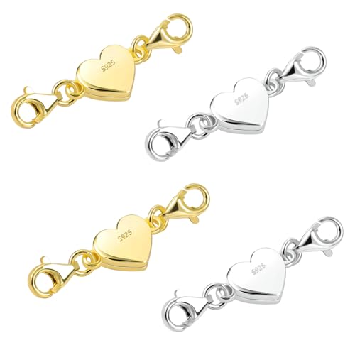 Tongyixin 4 Stück Gold Herz Magnetverschluss Kette 925 Silber Kette Damen Magnetverschluss Armband Schmuck Armband Verschluss Halskette Herren DIY Jewellery Accessories (2 Stück Silber,2 Stück Gold) Tongyixin 4 Stück Gold Herz Magnetverschluss Kette 925 Silber Kette Damen Magnetverschluss Armband Schmuck Armband Verschluss Halskette Herren DIY Jewellery Accessories (2 Stück Silber,2 Stück Gold) von Tongyixin