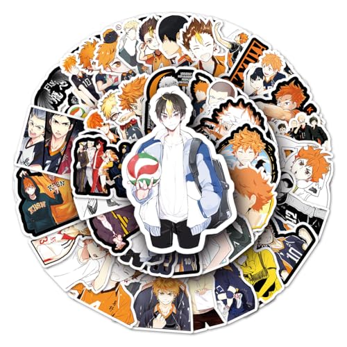 Shoyo Hinata/Tobio Kageyama-Aufkleber, klassische japanische Anime-Aufkleber, wasserdicht, für Laptop, Gepäck, Gitarre, Tasse (5,5–8,5 cm), 52 Stück von Tongyundacheng