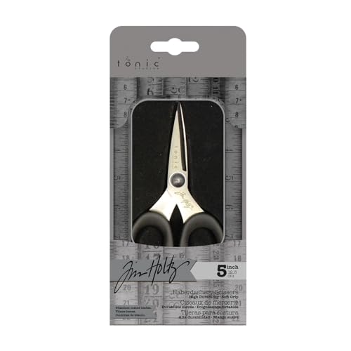 Tim Holtz Kleine Schere, 12,7 cm, Allzweckschere zum Schneiden von Stoff, Basteln und Nähen, robuste Mini-Schere mit Titan-Mikrospitze und Komfortgriff von Tonic Studios