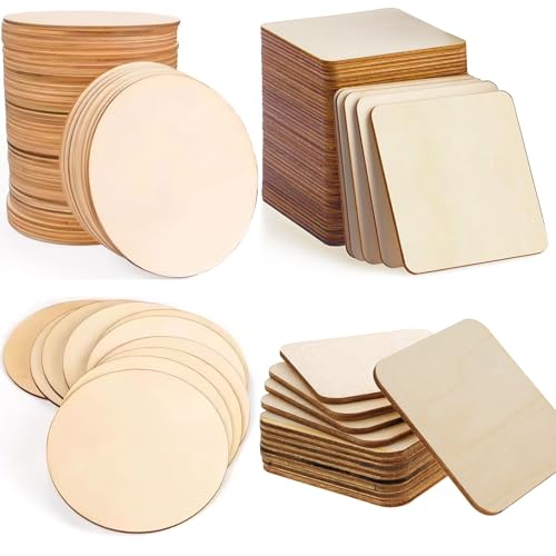 Toniper 60 Stück unlackierte Blanko-Holzquadrate und Kreise für Holzbrennprojekte, 10,2 x 10,2 cm, Holzscheiben, Ausschnitte für Bastelprojekte, Brandmalerei, Schreiben und Dekoration Toniper 60 Stück unlackierte Blanko-Holzquadrate und Kreise für Holzbrennprojekte, 10,2 x 10,2 cm, Holzscheiben, Ausschnitte für Bastelprojekte, Brandmalerei, Schreiben und Dekoration von Toniper