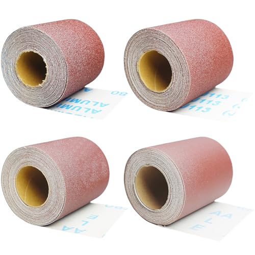 Schmirgeltuch-Rollen-Set – Körnung 80, 120, 220, 320 pro Rolle, 4,5 m, Schleifpapierrollen, sortiertes Schleifpapier für Holzbearbeitung, Automobil, Metallpolieren, 7,6 cm breit Schmirgeltuch-Rollen-Set – Körnung 80, 120, 220, 320 pro Rolle, 4,5 m, Schleifpapierrollen, sortiertes Schleifpapier für Holzbearbeitung, Automobil, Metallpolieren, 7,6 cm breit von Tonmp