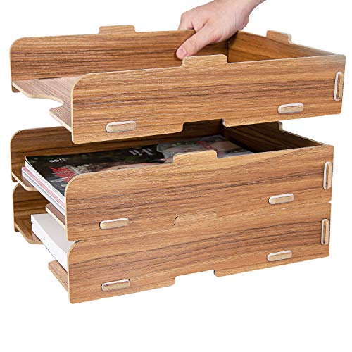 Tonsmile 3 Stück Briefkorb, Briefablage, Ablagefächer Stapelbar, Stapelbares Ablagefach als Schreibtisch-Organizer, Stapelbares Dokumentenablage, Ablagefächer, Briefablage A4 von Tonsmile