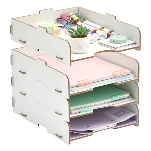 Tonsmile Organizer Schreibtisch, 4 Stück, Ablagefächer Stapelbar, Papierablage, Briefablage A4, Stapelbar, Ablage Schreibtisch, Schreibtisch, Weiß Tonsmile Organizer Schreibtisch, 4 Stück, Ablagefächer Stapelbar, Papierablage, Briefablage A4, Stapelbar, Ablage Schreibtisch, Schreibtisch, Weiß von Tonsmile