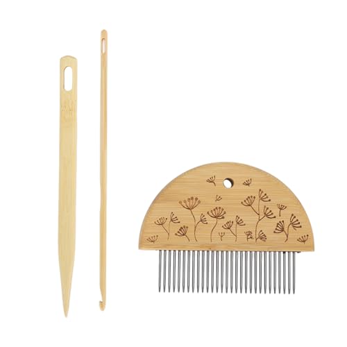 Webstuhl Kamm mit Großem Öhr, 4 Mm Häkelnadel, Häkelnadel, Professionelles Holz Webstuhl Kamm Nadel Set für die Herstellung von DIY Bastelwerkzeugen (Typ 1) von Tonysa