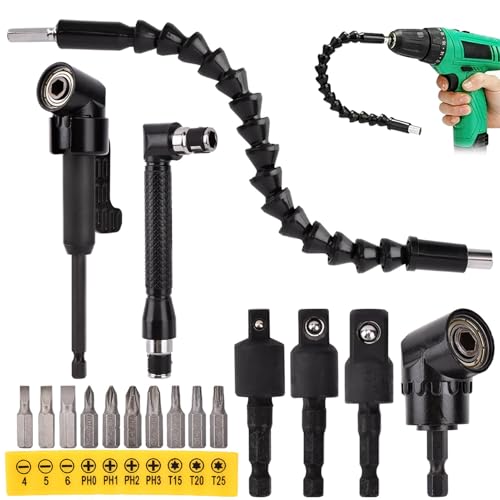 17 flexible Bohrerverlängerung, mit 3 drehbaren Stecknussadaptern, 2 Sechskantschaft, 105 ° rechtwinkliger Bohraufsatz, 10 kurze Schraubendreher-Bits, 90 ° abgewinkelte Bits und biegbare 17 flexible Bohrerverlängerung, mit 3 drehbaren Stecknussadaptern, 2 Sechskantschaft, 105 ° rechtwinkliger Bohraufsatz, 10 kurze Schraubendreher-Bits, 90 ° abgewinkelte Bits und biegbare von Tookie