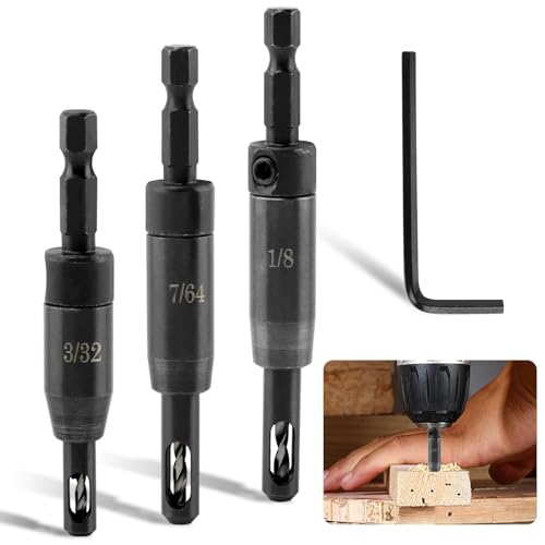 3-teiliges selbstzentrierendes Bohrer-Set VIX CC2430 3/32 Zoll, 7/64 Zoll, 1/8 Zoll Karbonstahl, Schnellwechsel, stabil, selbstzentrierendes Scharnier, Sechskant-Bohrer-Set (Größe: 3 Stück) von Tookie
