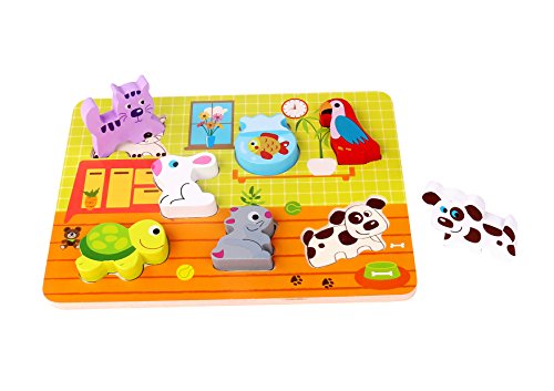 Andreu Toys 921 TKC480 EA Wooden Chunky Puzzle Pets, Multi-Colored, 29.5 x 21 x 1.7 cm von Tooky Toy