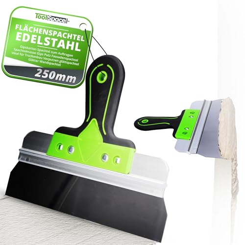 ToolSpace Flächenspachtel Edelstahl Breitspachtel 250 mm Gipskarton Spachtel zum Auftragen Spachtelmasse Gips Putz Fassadenspachtel ideal für Trockenbau Verputzen glättspachtel Glätter Wandspachtel ToolSpace Flächenspachtel Edelstahl Breitspachtel 250 mm Gipskarton Spachtel zum Auftragen Spachtelmasse Gips Putz Fassadenspachtel ideal für Trockenbau Verputzen glättspachtel Glätter Wandspachtel von ToolSpace