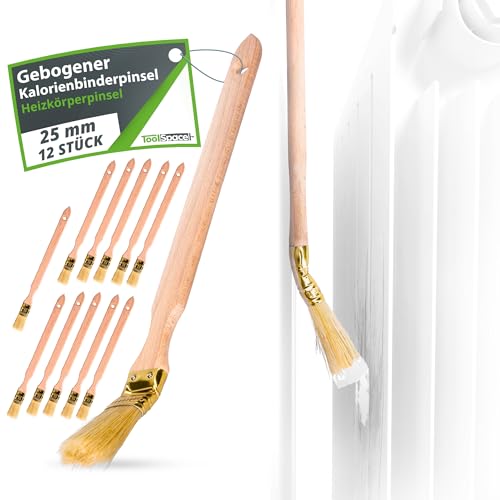 ToolSpace Heizkörperpinsel Winkelpinsel 12 Stück Eckpinsel Langer Stiel 34cm Holzgriff Heizungspinsel Naturborsten Pinsel Lang Stiel Gebogen Heizkörperpinselset 25mm für Schwer Zugängliche Stellen DIY ToolSpace Heizkörperpinsel Winkelpinsel 12 Stück Eckpinsel Langer Stiel 34cm Holzgriff Heizungspinsel Naturborsten Pinsel Lang Stiel Gebogen Heizkörperpinselset 25mm für Schwer Zugängliche Stellen DIY von ToolSpace