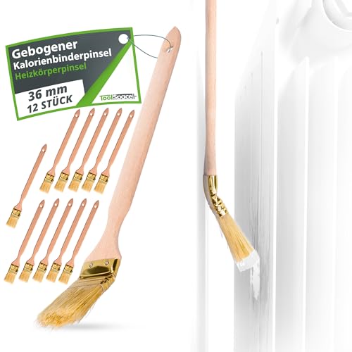 ToolSpace Heizkörperpinsel Winkelpinsel 12 Stück Eckpinsel Langer Stiel 34cm Holzgriff Heizungspinsel Naturborsten Pinsel Lang Stiel Gebogen Heizkörperpinselset 36mm für Schwer Zugängliche Stellen DIY ToolSpace Heizkörperpinsel Winkelpinsel 12 Stück Eckpinsel Langer Stiel 34cm Holzgriff Heizungspinsel Naturborsten Pinsel Lang Stiel Gebogen Heizkörperpinselset 36mm für Schwer Zugängliche Stellen DIY von ToolSpace