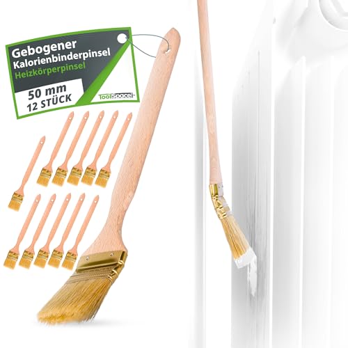 ToolSpace Heizkörperpinsel Winkelpinsel 12 Stück Eckpinsel Langer Stiel 34cm Holzgriff Heizungspinsel Naturborsten Pinsel Lang Stiel Gebogen Heizkörperpinselset 50mm für Schwer Zugängliche Stellen DIY ToolSpace Heizkörperpinsel Winkelpinsel 12 Stück Eckpinsel Langer Stiel 34cm Holzgriff Heizungspinsel Naturborsten Pinsel Lang Stiel Gebogen Heizkörperpinselset 50mm für Schwer Zugängliche Stellen DIY von ToolSpace