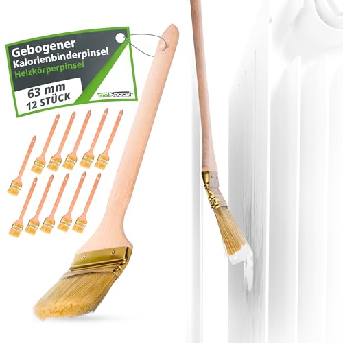 ToolSpace Heizkörperpinsel Winkelpinsel 12 Stück Eckpinsel Langer Stiel 34cm Holzgriff Heizungspinsel Naturborsten Pinsel Lang Stiel Gebogen Heizkörperpinselset 63mm für Schwer Zugängliche Stellen DIY ToolSpace Heizkörperpinsel Winkelpinsel 12 Stück Eckpinsel Langer Stiel 34cm Holzgriff Heizungspinsel Naturborsten Pinsel Lang Stiel Gebogen Heizkörperpinselset 63mm für Schwer Zugängliche Stellen DIY von ToolSpace
