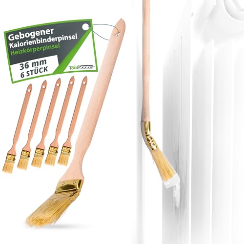 ToolSpace Heizkörperpinsel Winkelpinsel 6 Stück Eckpinsel Langer Stiel 34cm Holzgriff Heizungspinsel Naturborsten Pinsel Lang Stiel Gebogen Heizkörperpinselset 36mm für Schwer Zugängliche Stellen DIY ToolSpace Heizkörperpinsel Winkelpinsel 6 Stück Eckpinsel Langer Stiel 34cm Holzgriff Heizungspinsel Naturborsten Pinsel Lang Stiel Gebogen Heizkörperpinselset 36mm für Schwer Zugängliche Stellen DIY von ToolSpace