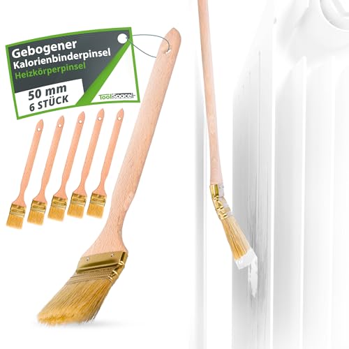ToolSpace Heizkörperpinsel Winkelpinsel 6 Stück Eckpinsel Langer Stiel 34cm Holzgriff Heizungspinsel Naturborsten Pinsel Lang Stiel Gebogen Heizkörperpinselset 50mm für Schwer Zugängliche Stellen DIY ToolSpace Heizkörperpinsel Winkelpinsel 6 Stück Eckpinsel Langer Stiel 34cm Holzgriff Heizungspinsel Naturborsten Pinsel Lang Stiel Gebogen Heizkörperpinselset 50mm für Schwer Zugängliche Stellen DIY von ToolSpace