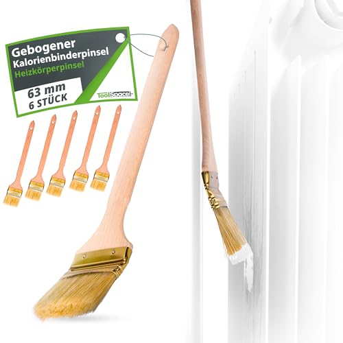 ToolSpace Heizkörperpinsel Winkelpinsel 6 Stück Eckpinsel Langer Stiel 34cm Holzgriff Heizungspinsel Naturborsten Pinsel Lang Stiel Gebogen Heizkörperpinselset 63mm für Schwer Zugängliche Stellen DIY ToolSpace Heizkörperpinsel Winkelpinsel 6 Stück Eckpinsel Langer Stiel 34cm Holzgriff Heizungspinsel Naturborsten Pinsel Lang Stiel Gebogen Heizkörperpinselset 63mm für Schwer Zugängliche Stellen DIY von ToolSpace