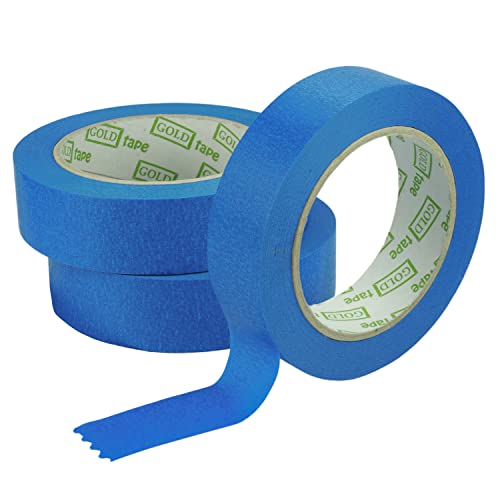 ToolSpace Kreppband Malerband Set Blau - Profi Maler Klebeband für Renovierungsarbeiten Masking Tape - Lösungsmittelfrei 30 mm / 50 m Rolle Set mit 3 Stück 150 m von ToolSpace