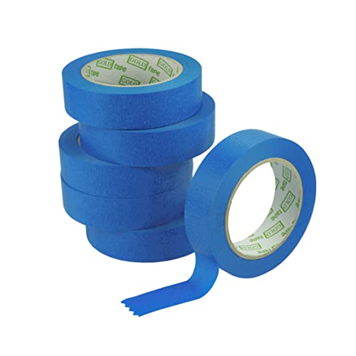 ToolSpace Kreppband Malerband Set Blau - Profi Maler Klebeband für Renovierungsarbeiten Masking Tape - Lösungsmittelfrei 30 mm / 50 m Rolle Set mit 6 Stück 300 m von ToolSpace