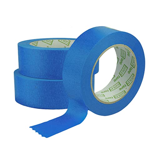 ToolSpace Kreppband Malerband Set Blau - Profi Maler Klebeband für Renovierungsarbeiten Masking Tape - Lösungsmittelfrei 38 mm / 50 m Rolle Set mit 3 Stück 150 m von ToolSpace