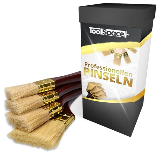 ToolSpace Pinseln Premium 4er Pinselset Keine Haare Verlieren Haare Naturborsten Flachpinsel Pinsel-Set Hohe Qualität Borstenpinsel von ToolSpace
