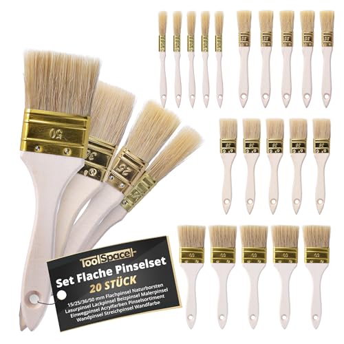 ToolSpace Pinselset 20er Pinsel Set Borstenpinsel 15/25/36/50 mm Flachpinsel Naturborsten Universelle Verwendung Einweg oder Profi Malerpinsel Lasurpinsel Lackpinsel Beizpinsel ToolSpace Pinselset 20er Pinsel Set Borstenpinsel 15/25/36/50 mm Flachpinsel Naturborsten Universelle Verwendung Einweg oder Profi Malerpinsel Lasurpinsel Lackpinsel Beizpinsel von ToolSpace