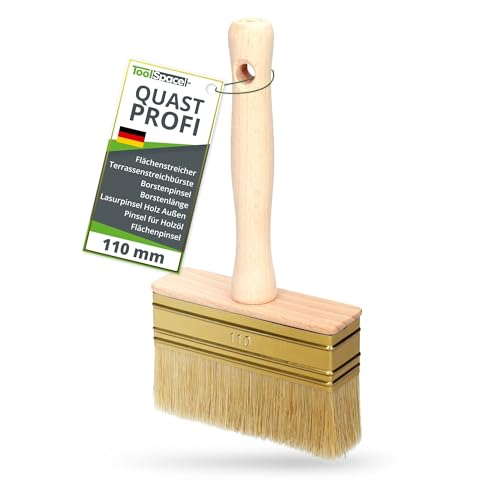 ToolSpace Quast 110 mm Profi Flächenstreicher Deckenbürste Kleisterbürste Fassadenpinsel Holzgriff Kleisterpinsel Tapetenkleister Tapezierbürste Borstenpinsel zum Grundieren Tiefengrund Lasurpinsel von ToolSpace