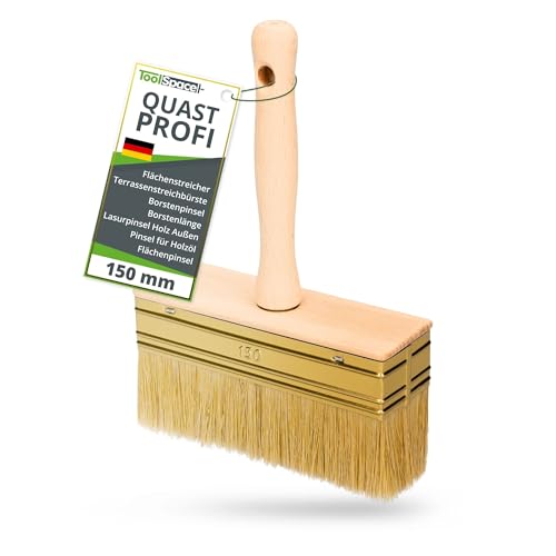 ToolSpace Quast 150 mm Profi Flächenstreicher Deckenbürste Kleisterbürste Fassadenpinsel Holzgriff Kleisterpinsel Tapetenkleister Tapezierbürste Borstenpinsel zum Grundieren Tiefengrund Lasurpinsel von ToolSpace