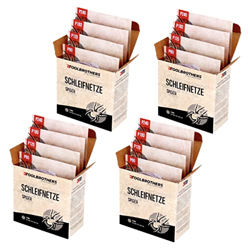 Toolbrothers SPIDER Schleifset Netzschleifmittel 4 Packungen 160x Schleifnetze 125mm Klett je 40x P80 / P120 / P180 / 240 für Hartholz, Weichholz, Lack, Stein, Stahl, Aluminium, Furnier Toolbrothers SPIDER Schleifset Netzschleifmittel 4 Packungen 160x Schleifnetze 125mm Klett je 40x P80 / P120 / P180 / 240 für Hartholz, Weichholz, Lack, Stein, Stahl, Aluminium, Furnier von Toolbrothers