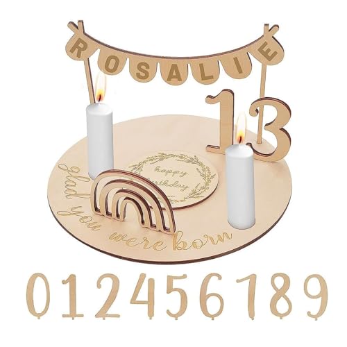 Geburtstagsteller aus Holz, Personalisierter Geburtstagsteller mit Jahreszahlen 0-9, Holz-Schild Gästebuch Geburtstag Holz mit Kerzenhalter, Vase & Zahlen für Kinder, Baby, Erwachsene Geburtstagsteller aus Holz, Personalisierter Geburtstagsteller mit Jahreszahlen 0-9, Holz-Schild Gästebuch Geburtstag Holz mit Kerzenhalter, Vase & Zahlen für Kinder, Baby, Erwachsene von Toothbace