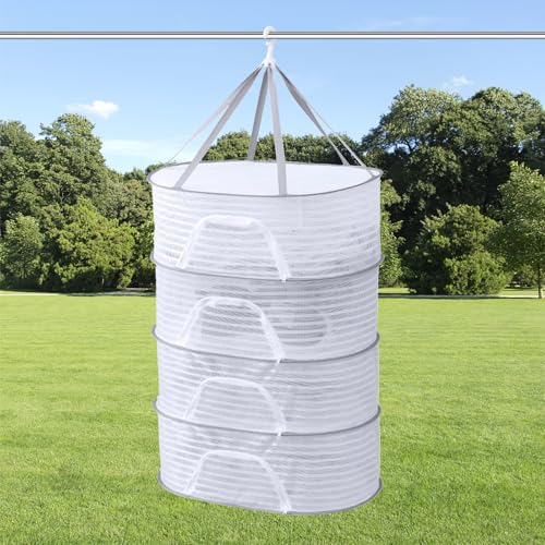 Toothbace Trockennetz Kräuter, 4 Lagiges Hängendes Kräuter, Zipper Plant Drying Rack, Klappbar Mesh Trockennetz für Kräuter, Pflanze, Blumen (70 x 50 x 88cm) von Toothbace