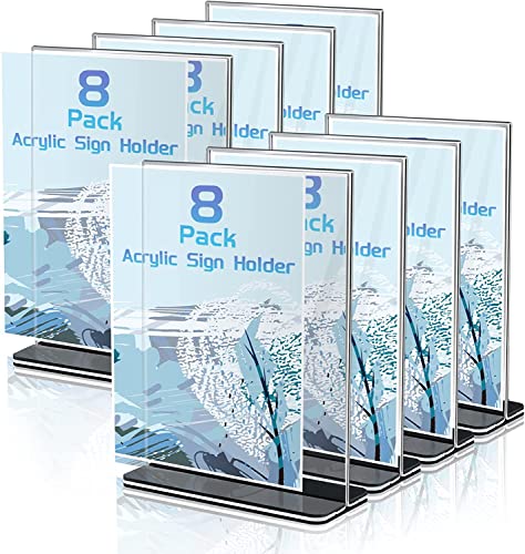 Toowood Menu Sign Holder, Doppelseitiger T-förmiger transparenter Acryl Tischkartenhalter, Menu Display für Office Business Restaurant ect. (8, A4) von Toowood