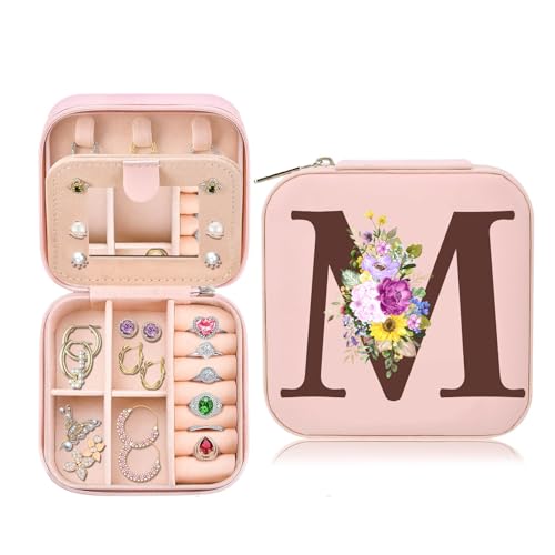 Schmuckkästchen Reise, Kleine Schmuckschatulle für Damen, Reiseschmuckaufbewahrung mit Spiegel, PU-Leder Schmucketui Schmuckbox für Ringe Armbänder Ohrringe, Geschenk für Geburtstag Weihnachten(M) von Toozen
