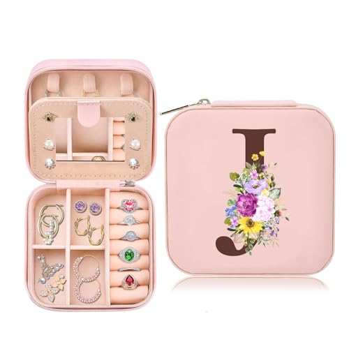 Schmuckkästchen Reise, Kleine Schmuckschatulle für Damen, Reiseschmuckaufbewahrung mit Spiegel, PU-Leder Schmucketui Schmuckbox für Ringe Armbänder Ohrringe Halskette, Geschenk für Geburtstag(J) von Toozen