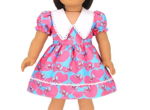 Top 1 Puppen Kleidung Sommerkleid rosa hellblau weißer Kragen, Nr. 346 von Top 1