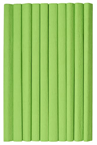 Krepppapier 50x200 cm Crepepapier für Handwerke, Kräuselpapier zur Dekoration, Schulpapier, Rollenpapier Elastizität, nicht abfärbende Farben, hellgrün Packung 10 Stück von Top-2000