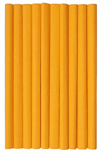 Krepppapier 50x200 cm Crepepapier für Handwerke, Kräuselpapier zur Dekoration, Schulpapier, Rollenpapier Elastizität, nicht abfärbende Farben, hellorange Packung 10 Stück von Top-2000