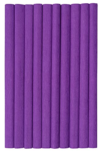 Krepppapier 50x200 cm Crepepapier für Handwerke, Kräuselpapier zur Dekoration, Schulpapier, Rollenpapier Elastizität, nicht abfärbende Farben, purple 10er Pack von Top-2000