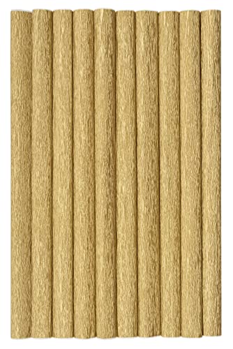 Krepppapier 50x200 cm Crepepapier für Handwerke, Kräuselpapier zur Dekoration, Schulpapier, Rollenpapier Elastizität, nicht abfärbende Farben, Goldpack 10 Stück, Gold von Top-2000